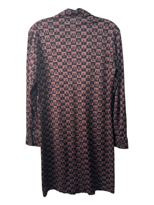 Fendi Mare Size 42 Brown & Black Polyester All Over Print Button Front Dress Brown & Black / 42