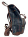 Burberry Navy, Brown, Red Coated Canvas Leather trim bucket Plaid Backpack Bag Navy, Brown, Red / Small