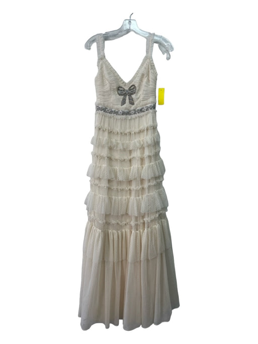 Needle & Thread Size 6 Cream White Polyester Tulle Overlay Embellished Gown Cream White / 6