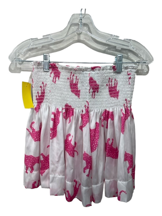 Koch Size M White & Pink Polyester Smocked Top Ribbon Straps Short Set White & Pink / M