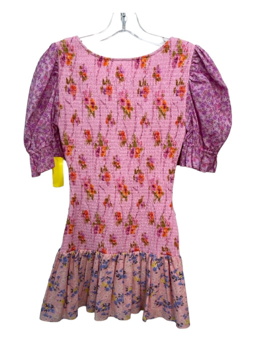 Loveshackfancy Size XS Pink & Multi Cotton Floral smocked Fabric Block Dress Pink & Multi / XS