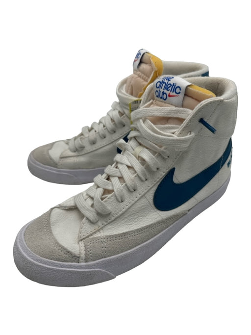 Nike Shoe Size 8.5 White & Blue Suede Coated Canvas Hi Top Lace Up Shoes White & Blue / 8.5