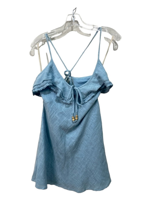 Free People Size Small Light Blue Cotton Linen Spaghetti Strap Dress Light Blue / Small