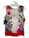 St John Size 10 White & Multi Silk Floral Round Neck Sleeveless Keyhole Back Top White & Multi / 10