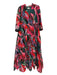 Crosby Size Est M Green & Pink Polyester Blend Long Sleeve Metallic Maxi Dress Green & Pink / Est M