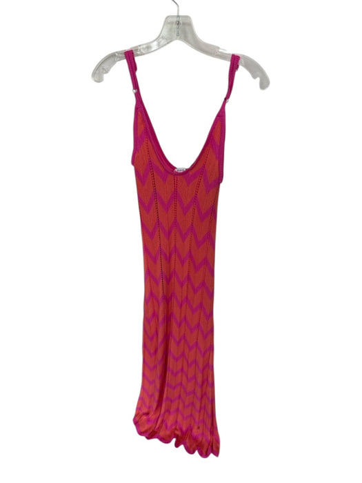 Karlie Size L Pink & Orange Viscose Spaghetti Strap Knit Chevron Maxi Dress Pink & Orange / L