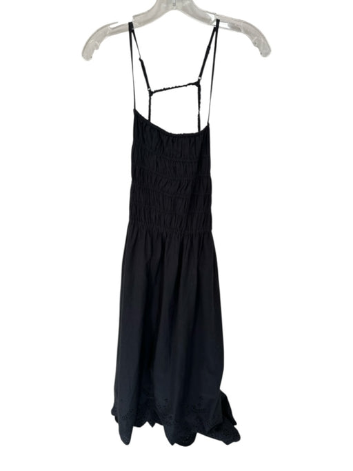 Solid & Striped Size M Black Cotton Sleeveless smocked Open Back Maxi Dress Black / M