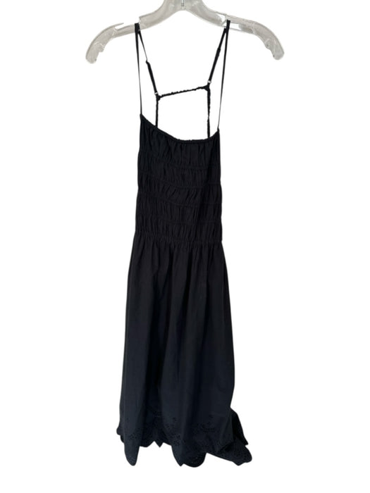 Solid & Striped Size M Black Cotton Sleeveless smocked Open Back Maxi Dress Black / M