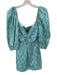 Alexis Size XS Teal & Brown Cotton 3/4 Balloon Sleeve Chevron Back Zip Dress Teal & Brown / XS