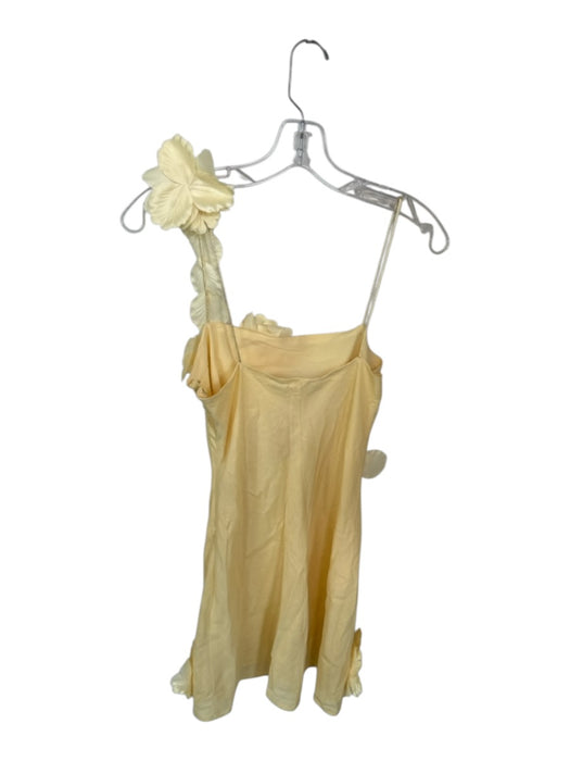 Hutch Size S Butter Yellow Linen Blend Spaghetti Strap Flower Application Dress Butter Yellow / S