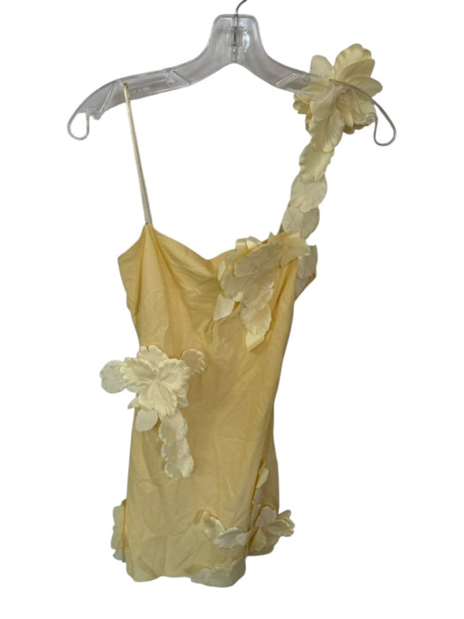 Hutch Size S Butter Yellow Linen Blend Spaghetti Strap Flower Application Dress Butter Yellow / S