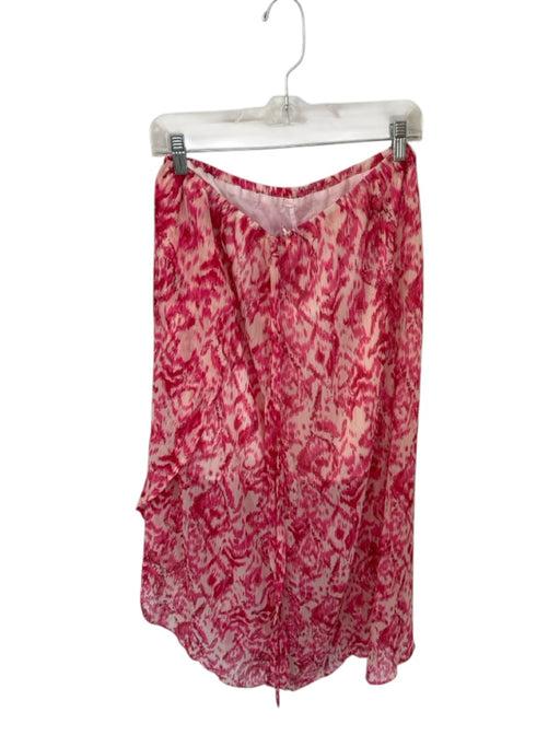 Calie Paris Size Est S Magenta & White Rayon Elastic Waist Ikat Maxi Skirt Magenta & White / Est S