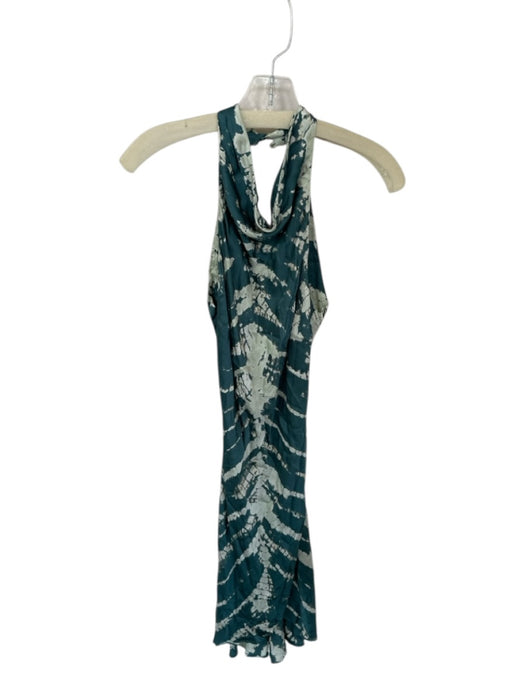 Young Fab & Broke Size S Teal & Green Viscose Blend Halter Neck Tie Dye Dress Teal & Green / S