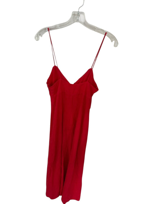 Zara Size XS Red Linen Spaghetti Strap Lace Trim Button Down Maxi Dress Red / XS