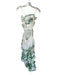 Farm Rio Size XS White & Green Linen Spaghetti Strap Flowers Embroidered Dress White & Green / XS