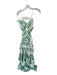 Farm Rio Size XS White & Green Linen Spaghetti Strap Flowers Embroidered Dress White & Green / XS