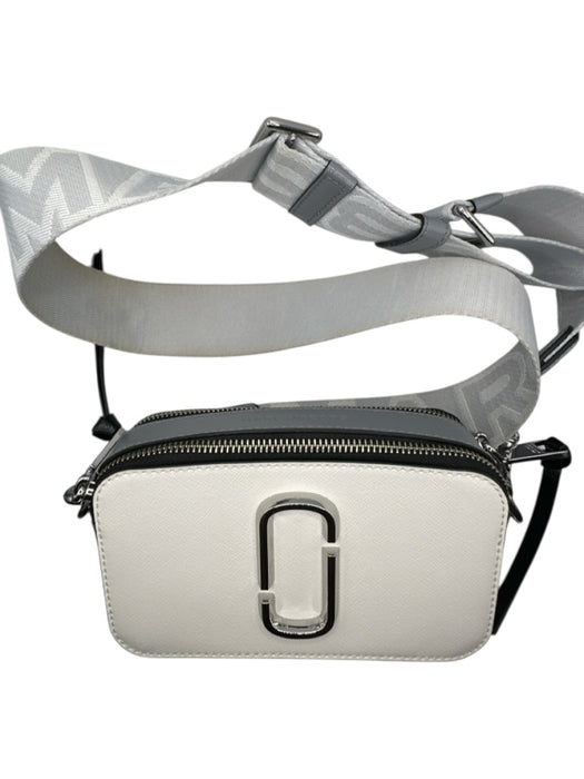 Marc Jacobs Gray & White Leather Canvas Strap Color Block Crossbody Bag Gray & White / S