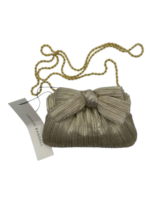 Loeffler Randall Gold Canvas Metallic Hinge Chain Strap Crossbody Bag Gold / XS