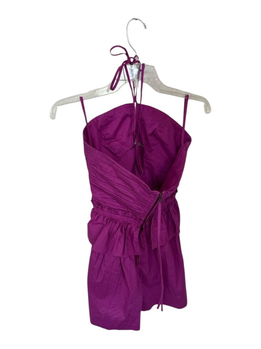 Ulla Johnson Size 2 Purple Cotton Halter Neck Pleat Detail Back Zip Romper Purple / 2