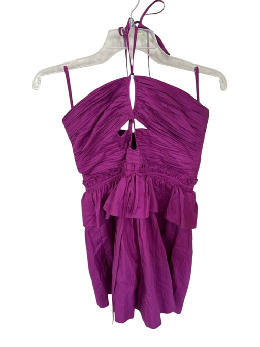 Ulla Johnson Size 2 Purple Cotton Halter Neck Pleat Detail Back Zip Romper Purple / 2
