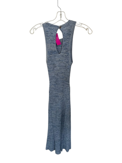 Ganni Size S Blue Wool Sleeveless Ribbed Maxi Dress Blue / S