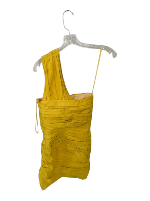 A.L.C. Size 4 Yellow Linen Blend One Shoulder Pleated Side Zip Dress Yellow / 4