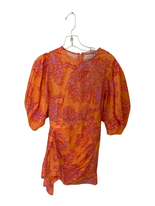 Rhode Size 2 Orange & Purple Cotton Long Balloon Sleeve Kaleidoscope Dress Orange & Purple / 2