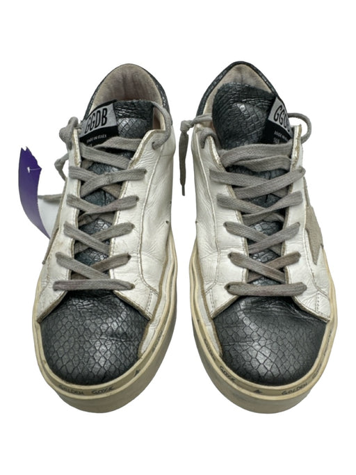 Golden Goose Shoe Size 37 White & Gray Leather Low Top Snake Detail Sneakers White & Gray / 37