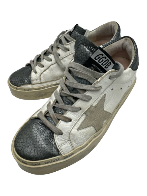 Golden Goose Shoe Size 37 White & Gray Leather Low Top Snake Detail Sneakers White & Gray / 37