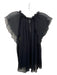 Ulla Johnson Size 4 Black Silk Chiffon Short Bell Sleeve V Neck Top Black / 4