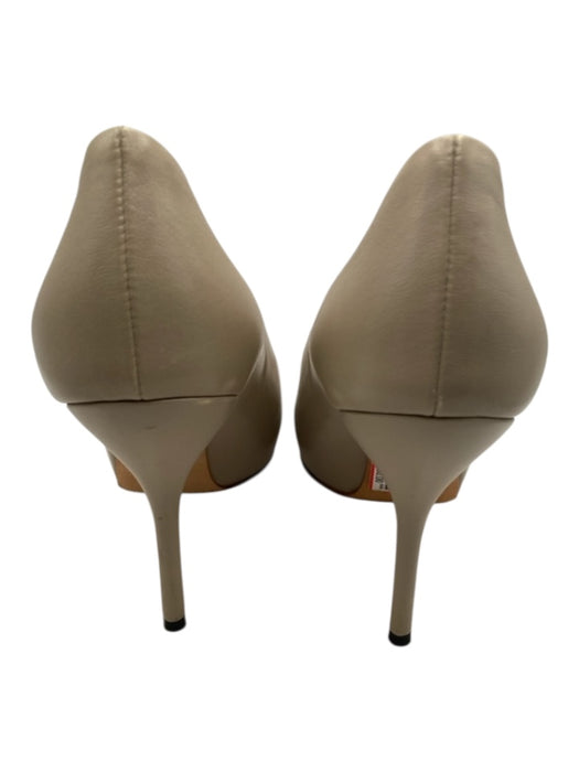 Gucci Shoe Size 37 Oatmeal Beige Leather Peep Toe Platform Stiletto Pumps Oatmeal Beige / 37