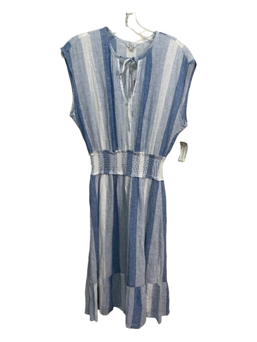 Rails Size Small Blue & White Cotton Linen Striped Sleeveless Dress Blue & White / Small
