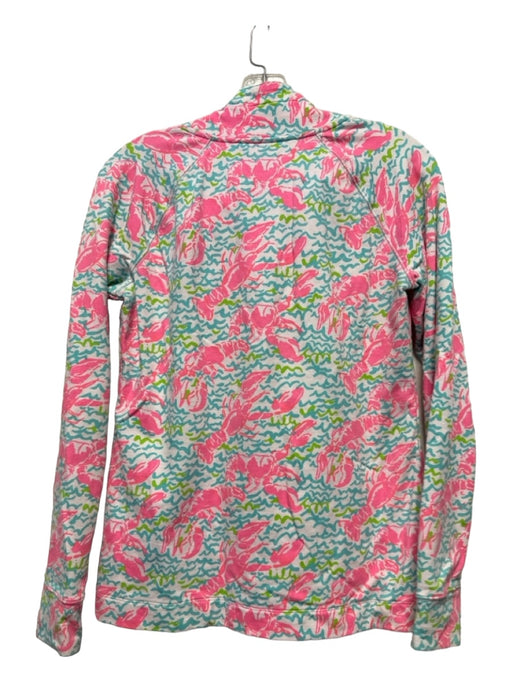 Lilly Pulitzer Size S Aqua & Pink Print Cotton Blend Long Sleeve Lobster Top Aqua & Pink Print / S