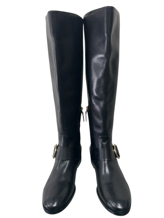 Tory Burch Shoe Size 6.5 Black Leather Flat Gold Hardware Knee High Boots Black / 6.5