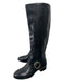 Tory Burch Shoe Size 6.5 Black Leather Flat Gold Hardware Knee High Boots Black / 6.5