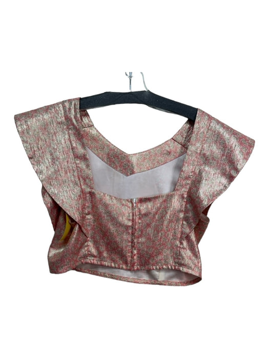 Koch Size M/L Pink & Gold Polyester Elastic Waist Metallic Thread Short Set Pink & Gold / M/L