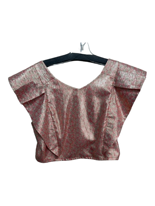 Koch Size M/L Pink & Gold Polyester Elastic Waist Metallic Thread Short Set Pink & Gold / M/L