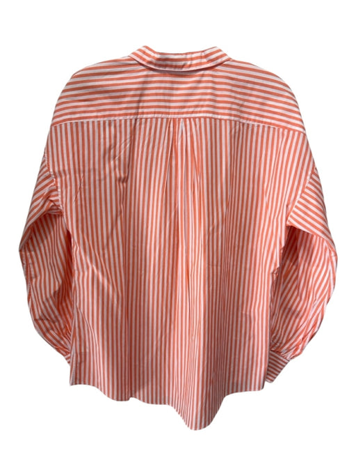 Ann Mashburn Size S Orange & White Cotton Striped Half Button Long Sleeve Top Orange & White / S