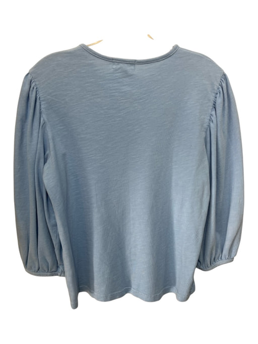 S'edge Size M Blue Cotton Quarter Snap 3/4 puff sleeve Top Blue / M