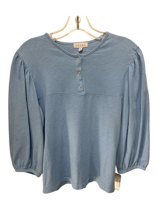 S'edge Size M Blue Cotton Quarter Snap 3/4 puff sleeve Top Blue / M