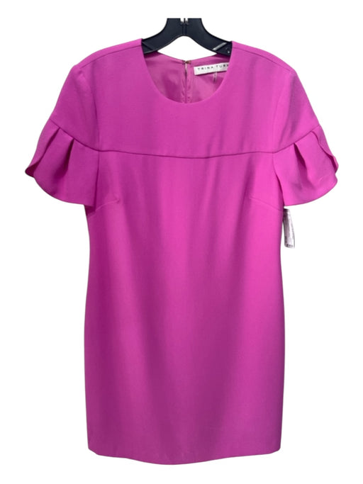 Trina Turk Size 6 Pink Purple Polyester Pleated Sleeves Crepe Dress Pink Purple / 6