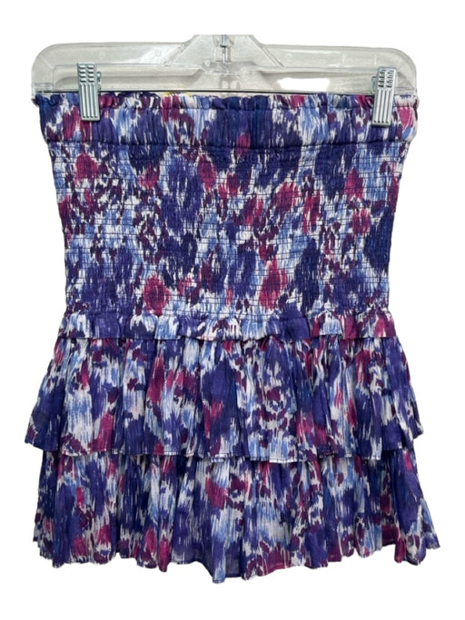 Isabel Marant Etoile Size 40 Blue & Purple Cotton Elastic Waist Abstract Skirt Blue & Purple / 40