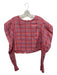 Koch Size L Red, Blue, Gold Cotton Plaid Metallic Thread Long Sleeve Boxy Top Red, Blue, Gold / L