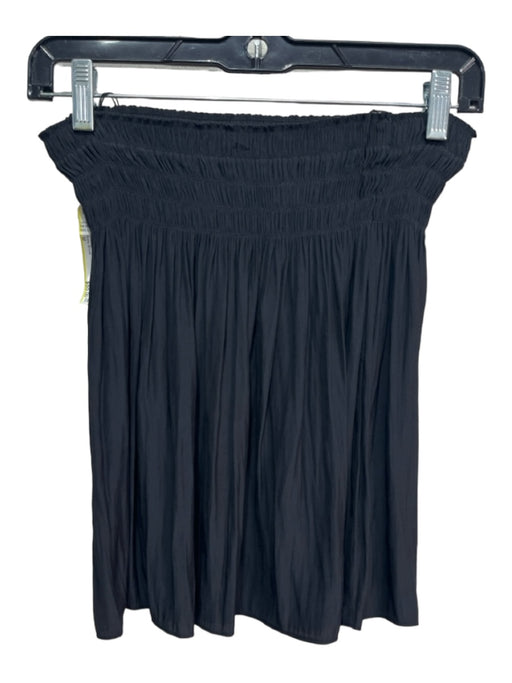 Ramy Brook Size M Black Silk Mini Elastic Waist Smocked Skirt Black / M