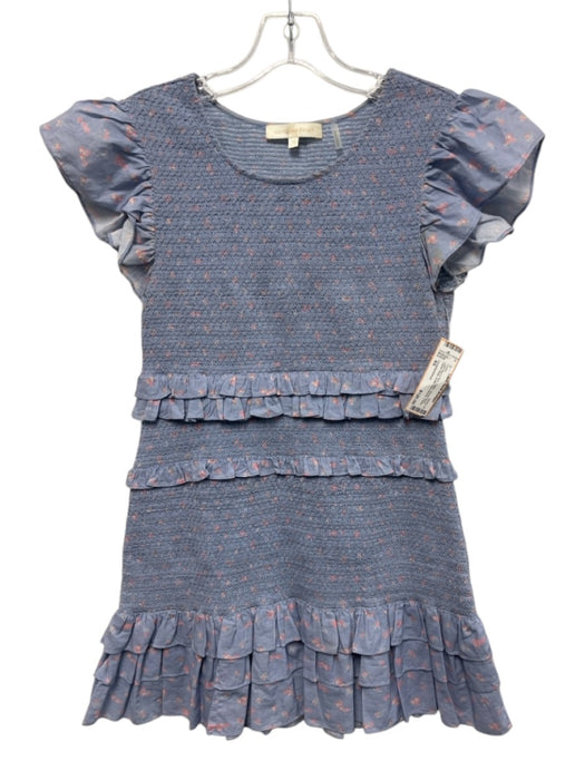 Loveshackfancy Size XS Light Blue & Pink Cotton Scoop Neck Elastic Body Dress Light Blue & Pink / XS