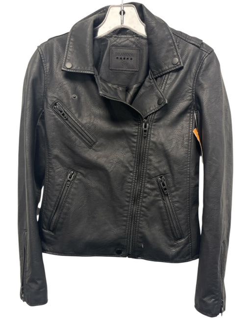 BlankNYC Size XS Black Polyurethane Blend Faux Leather Front Zip & Button Jacket Black / XS