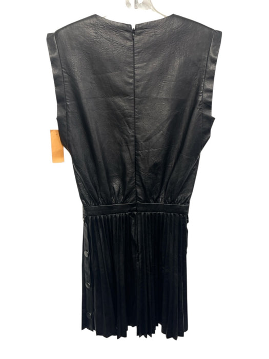 Ramy Brook Size 00 Black Polyester Faux Leather Back Zip V Neck Dress Black / 00