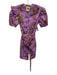 Farm Rio Size XXS Purple, Orange, & Multi Cotton Short Puff Sleeve V Neck Romper Purple, Orange, & Multi / XXS