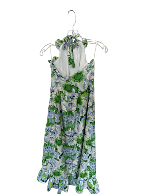 CK Bradley Size M Green & White Floral Halter Ruffle Maxi Dress Green & White / M