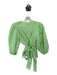 Never a Wallflower Size M Lime Cotton Poplin V Neck Balloon Sleeve Wrap Top Top Lime / M